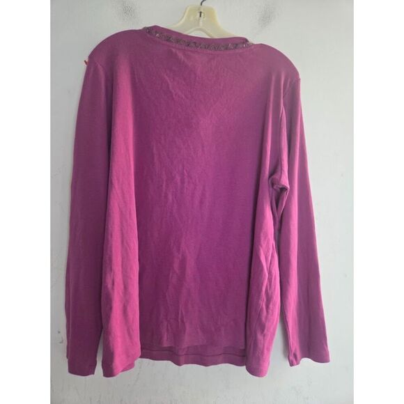 NWOT Talbots Purple Scoop Neck w/Sequin Detail 100% Cotton Blouse size 1X - Picture 2 of 7
